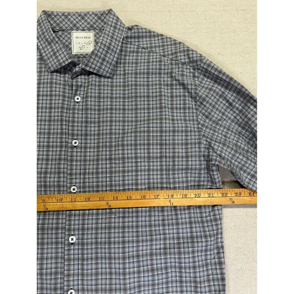BILLY REID Men's XXL Button Plaid Dress‎ Shirt Long Sleeve MADE IN ITALY